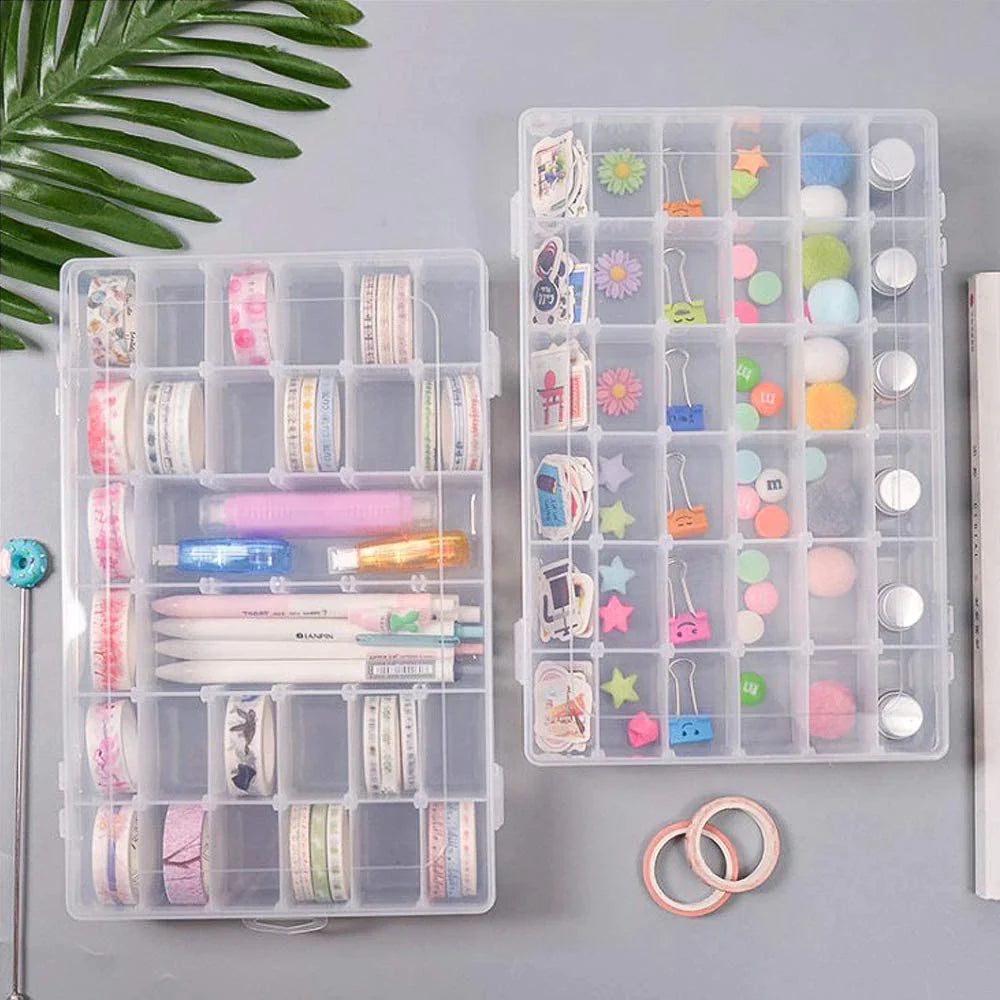 7673a 36 Grids Clear Plastic Organizer Jewelry Storage Box with Adjustable Dividers, Transparent Organizer Box (1pc) 7673a 36 Grids Clear Plastic Organizer Jewelry Storage Box with Adjustable Dividers, Transparent Organizer Box (1pc)